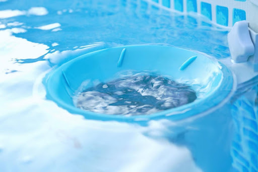 A pool filter in a swimming pool
